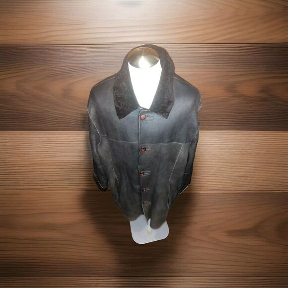 Reversable VINTAGE REILLY OLMES BLACK SHEARLING COAT ARGENTINA SIZE XL